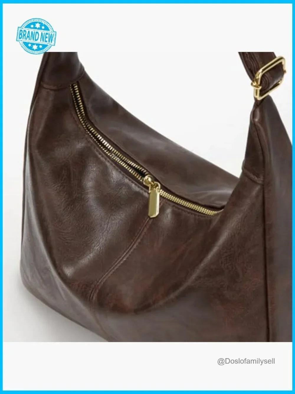 Slouchy Hobo Bag Faux Leather Adjustable Strap Large Capacity Crossbody